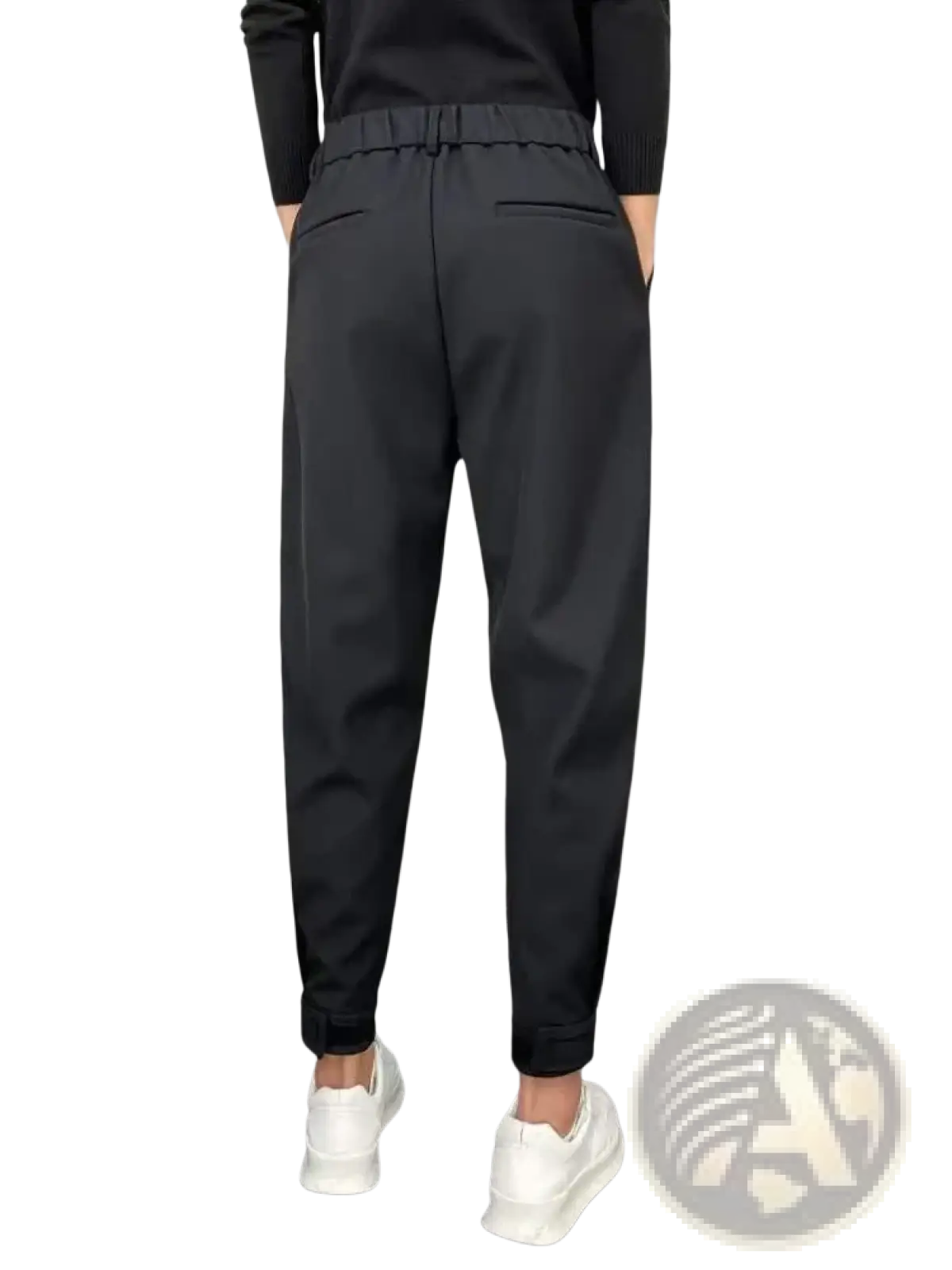 Men casual suit trousers black tapered jogger pants with elastic waistband and side pockets for comfortable wear