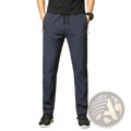 Men casual trousers lightweight navy slim fit pants in dark navy with drawstring waist and red zipper pulls on side pockets