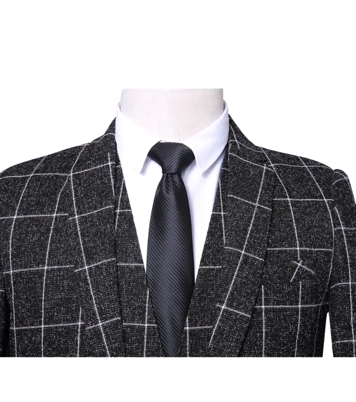 Men casual tweed suit jacket featuring a black and white checkered wool blazer with a notched lapel