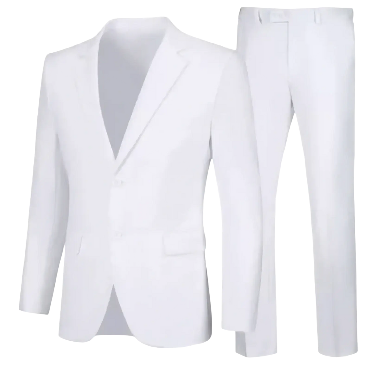 Men casual two piece suit slim fit white tailored blazer and matching trousers for a modern polished look