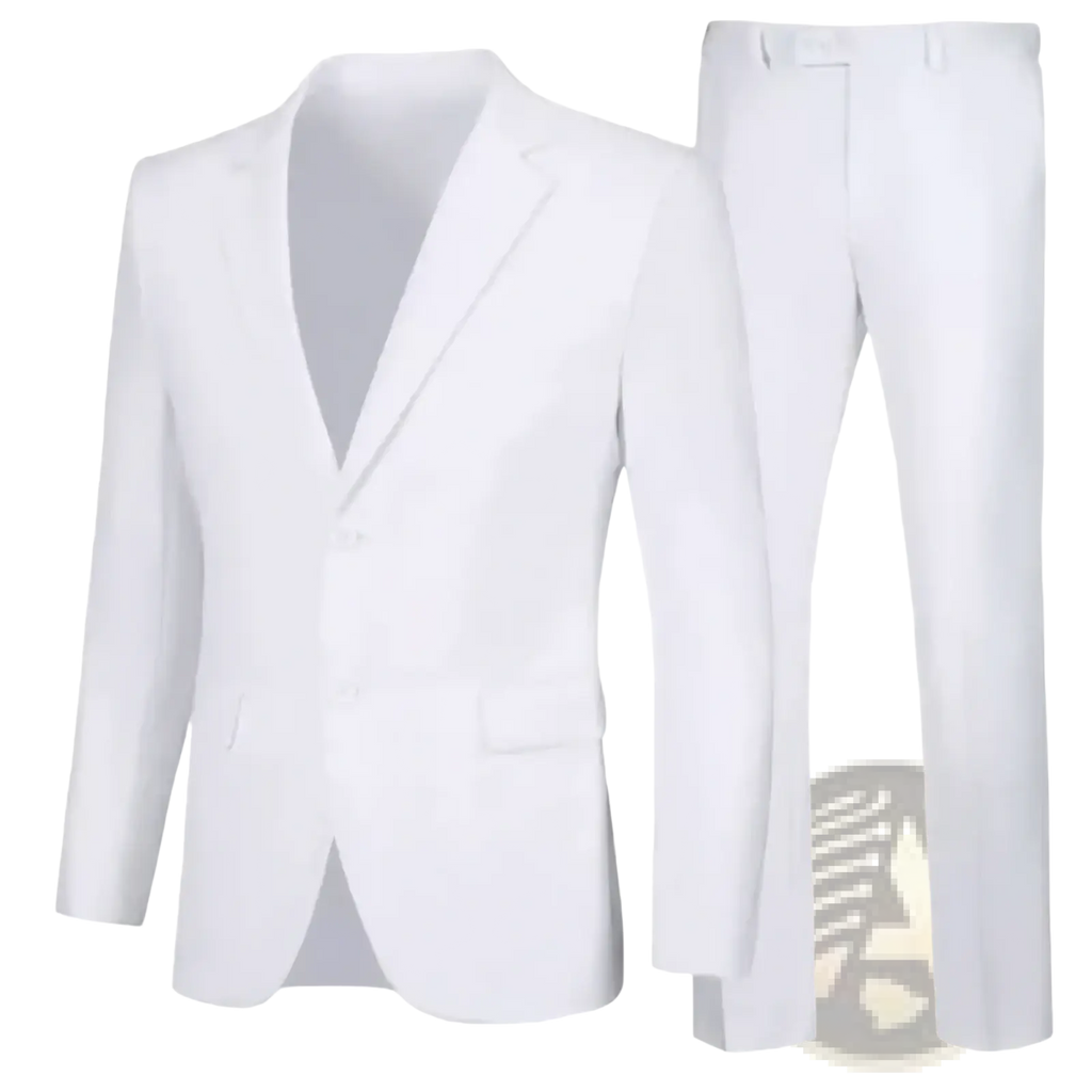 Men casual two piece suit slim fit white tailored blazer and matching trousers for a modern polished look