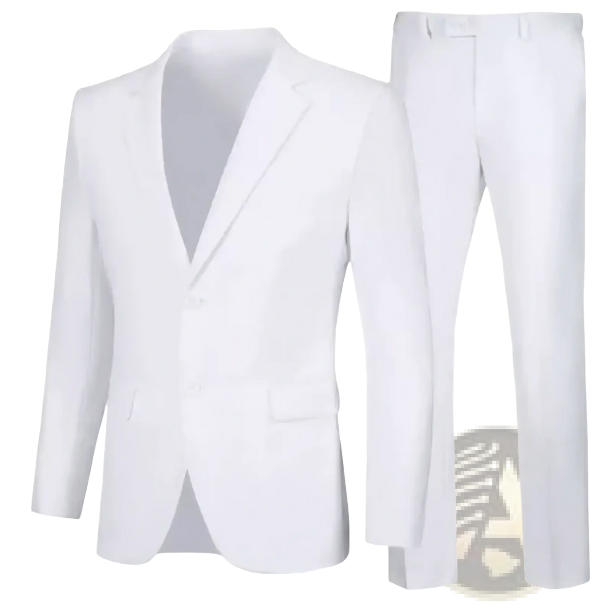 Men casual two piece suit slim fit white tailored blazer and matching trousers for a modern polished look