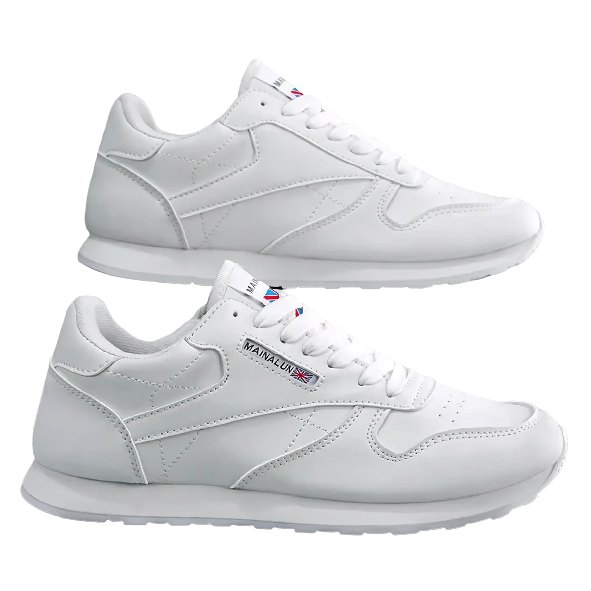 Men casual white leather sneakers with a classic design and subtle branding for sports and everyday wear