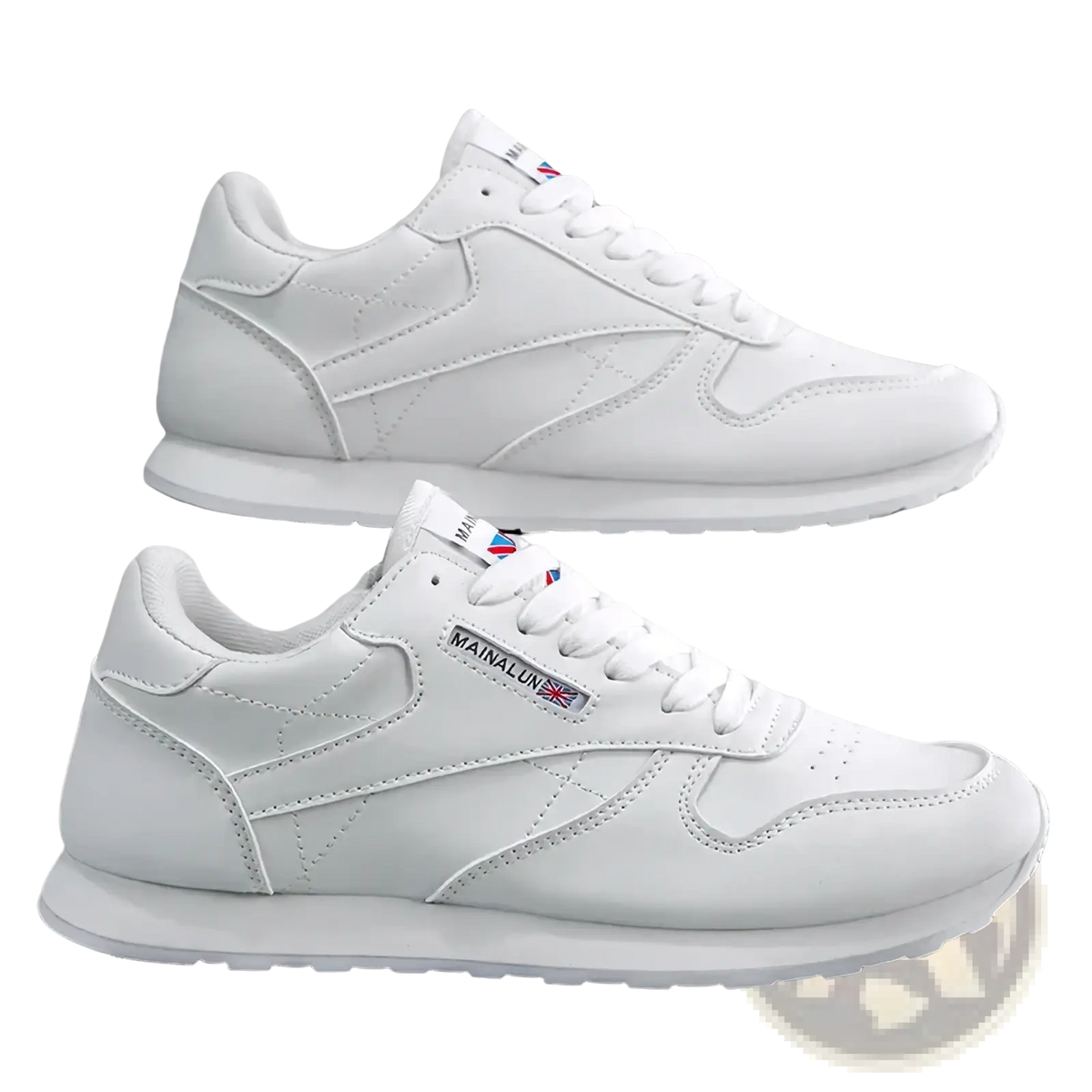 Men casual white leather sneakers with a classic design and subtle branding for sports and everyday wear