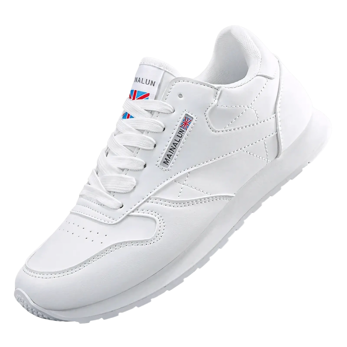 Men casual white leather sneakers featuring a clean minimalist design with subtle stitching details