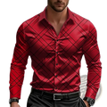 A vibrant red men checked long sleeve shirt with bold black grid pattern for casual workwear