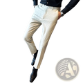 Men checkered suit pants slim fit formal trousers in beige textured patterned fabric for professional wear