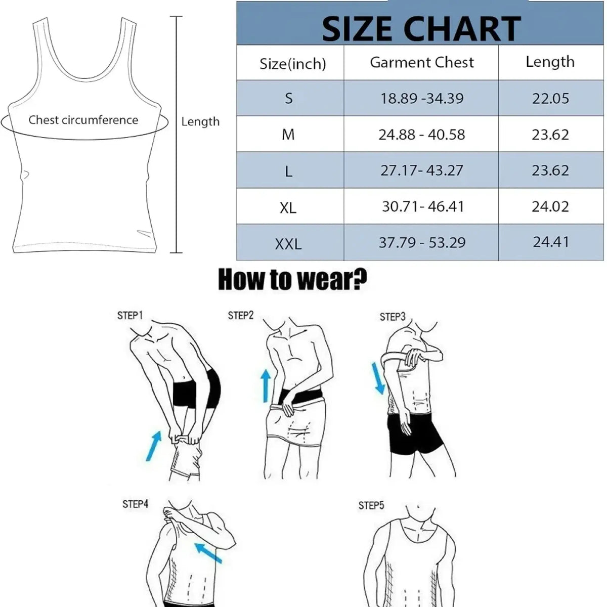 White sleeveless men compression body shaper vest with a fitted design and rounded neckline for slimming effect