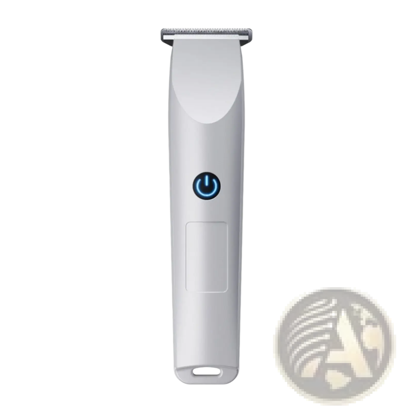 White men cordless hair clippers professional beard trimmer with sleek design and illuminated blue power button