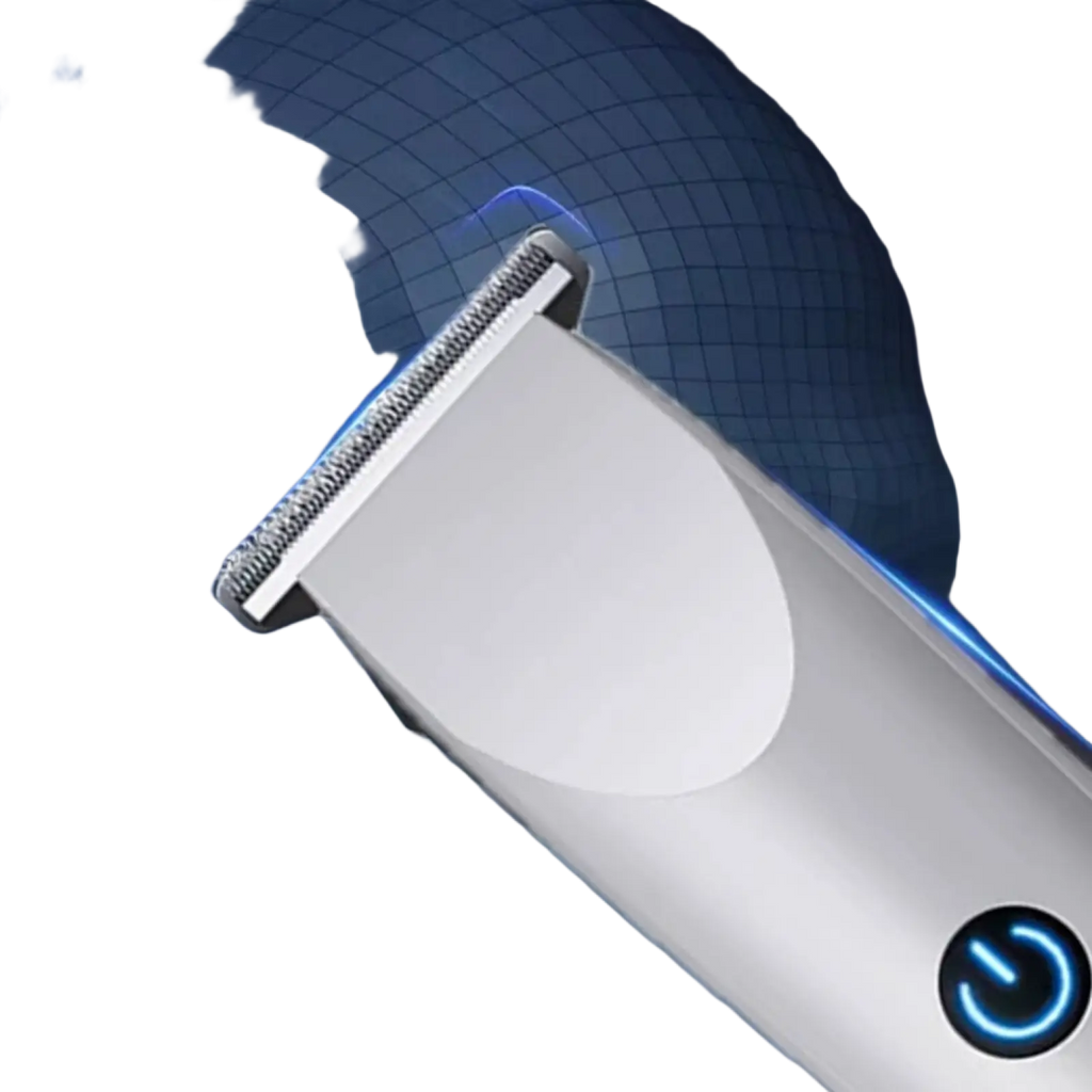 Men cordless hair clippers professional beard trimmer in silver and white with sleek modern electric design