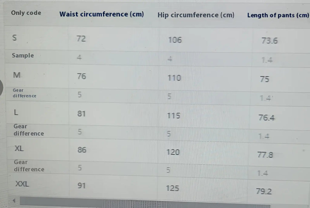 Size chart for men corduroy cargo pants loose casual drawstring trousers showing measurements in centimeters from s to xxl