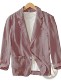 Men cotton casual retro blazer jacket in soft mauve with relaxed fit rolled sleeves and two front pockets