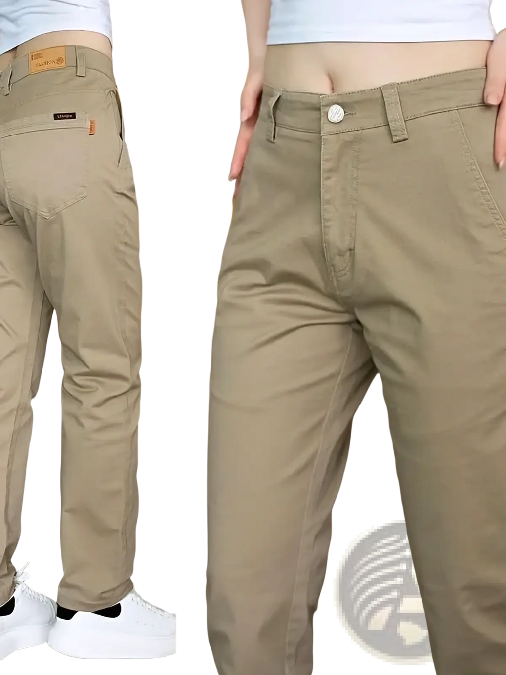 Men cotton casual slim fit straight leg khaki chino pants with button closure and side pockets