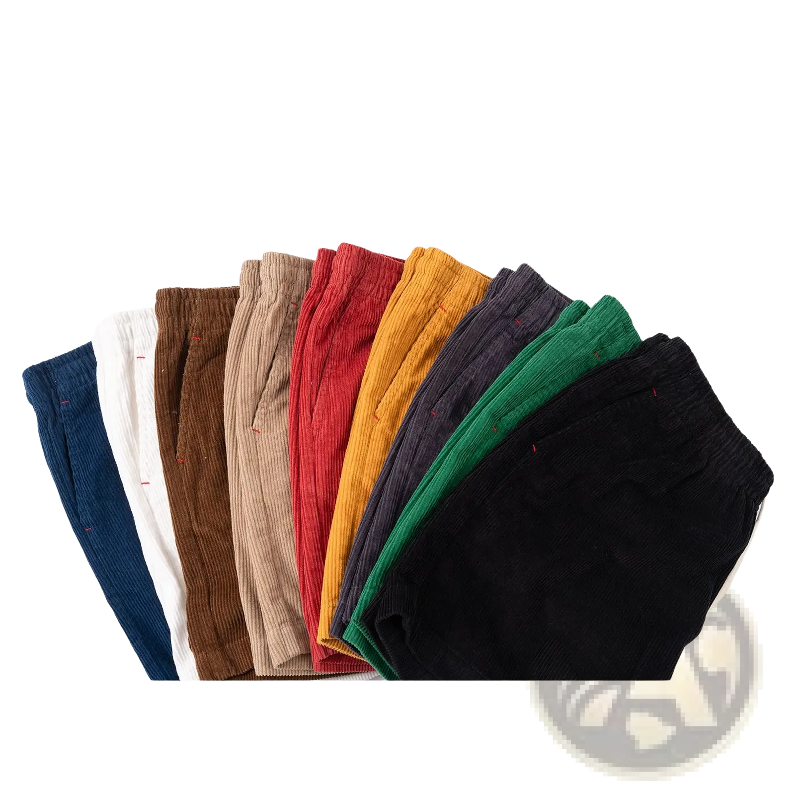 A collection of men cotton corduroy casual drawstring shorts in navy white brown beige red orange gray green and black