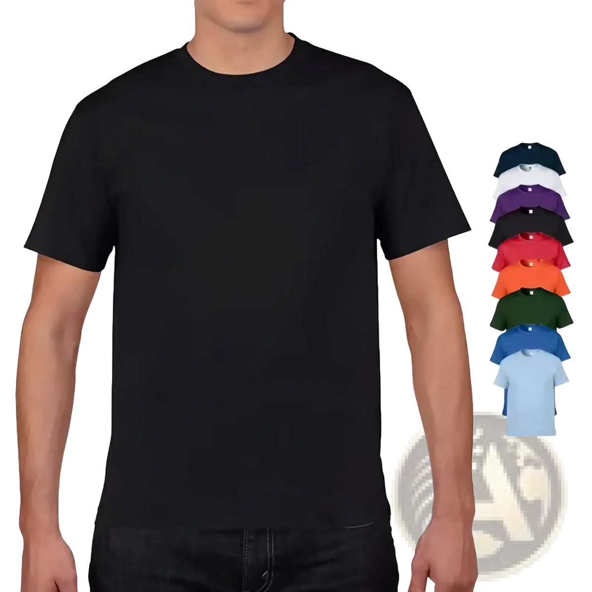 Black short-sleeved crew neck men cotton t-shirt made of soft fabric suitable for casual custom print use