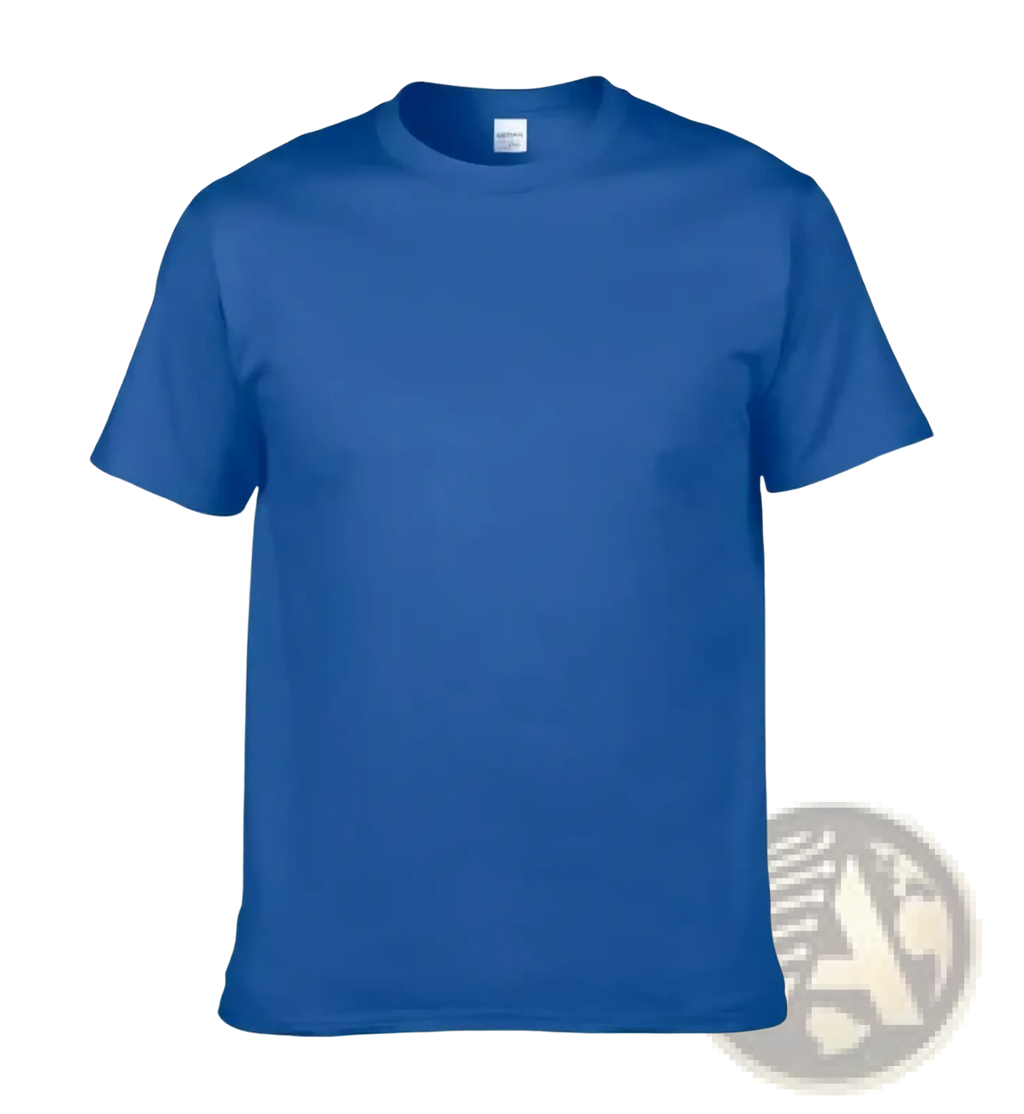 Men cotton casual crew neck t-shirt in solid royal blue with short sleeves for custom print designs