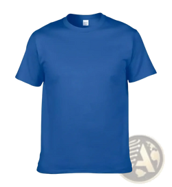 Men cotton casual crew neck t-shirt in solid royal blue with short sleeves for custom print designs
