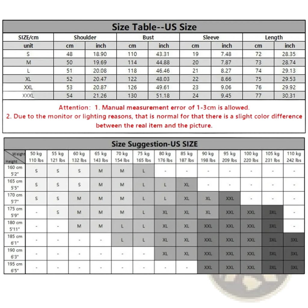 Size chart displaying measurements in cm and inch for men cotton linen short sleeve shirt casual beach top in us sizes s to xxxl
