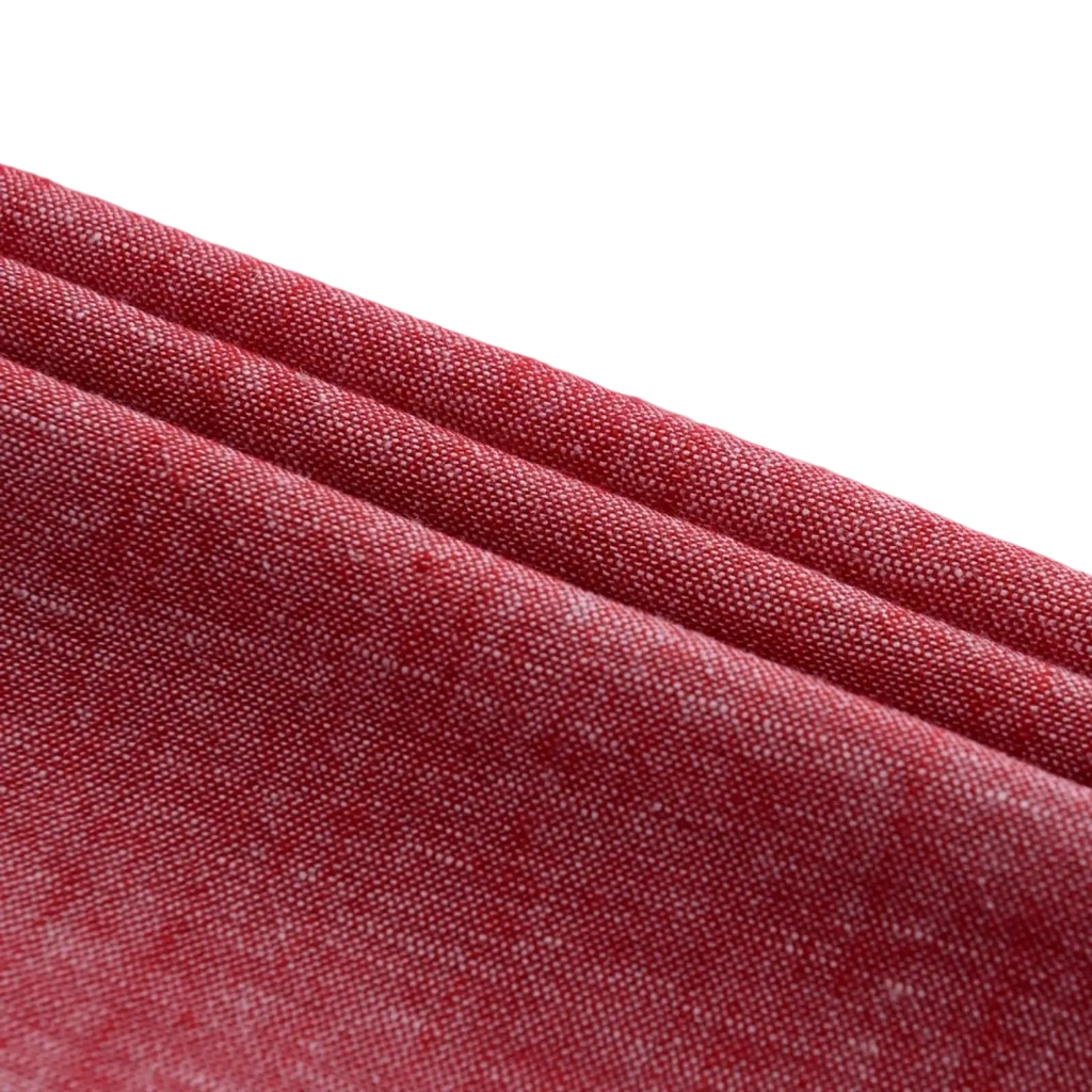Men cotton linen slim fit dress shirt in soft heathered red fabric with subtle textured weave detail
