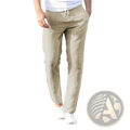 Beige cotton linen trousers with a drawstring waistband breathable casual pants for men
