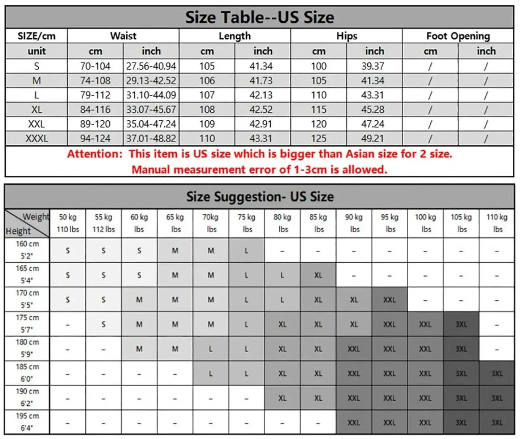 Us size conversion chart for men cotton linen breathable casual trousers with waist length hips and foot opening in cm and inches