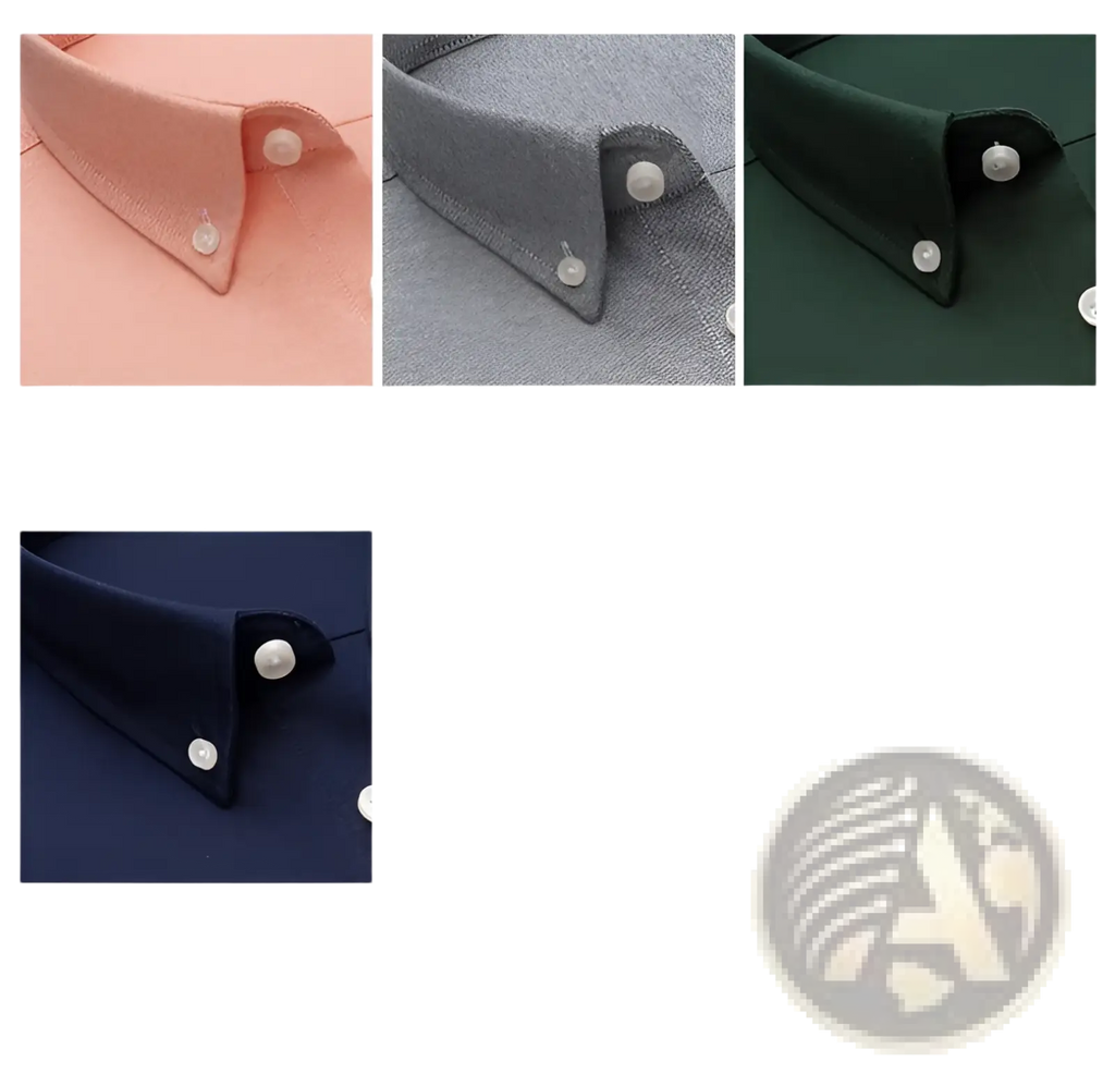 Men cotton Oxford long sleeve casual shirt in soft peach heather gray deep green or navy blue with button-down collar and pearl buttons