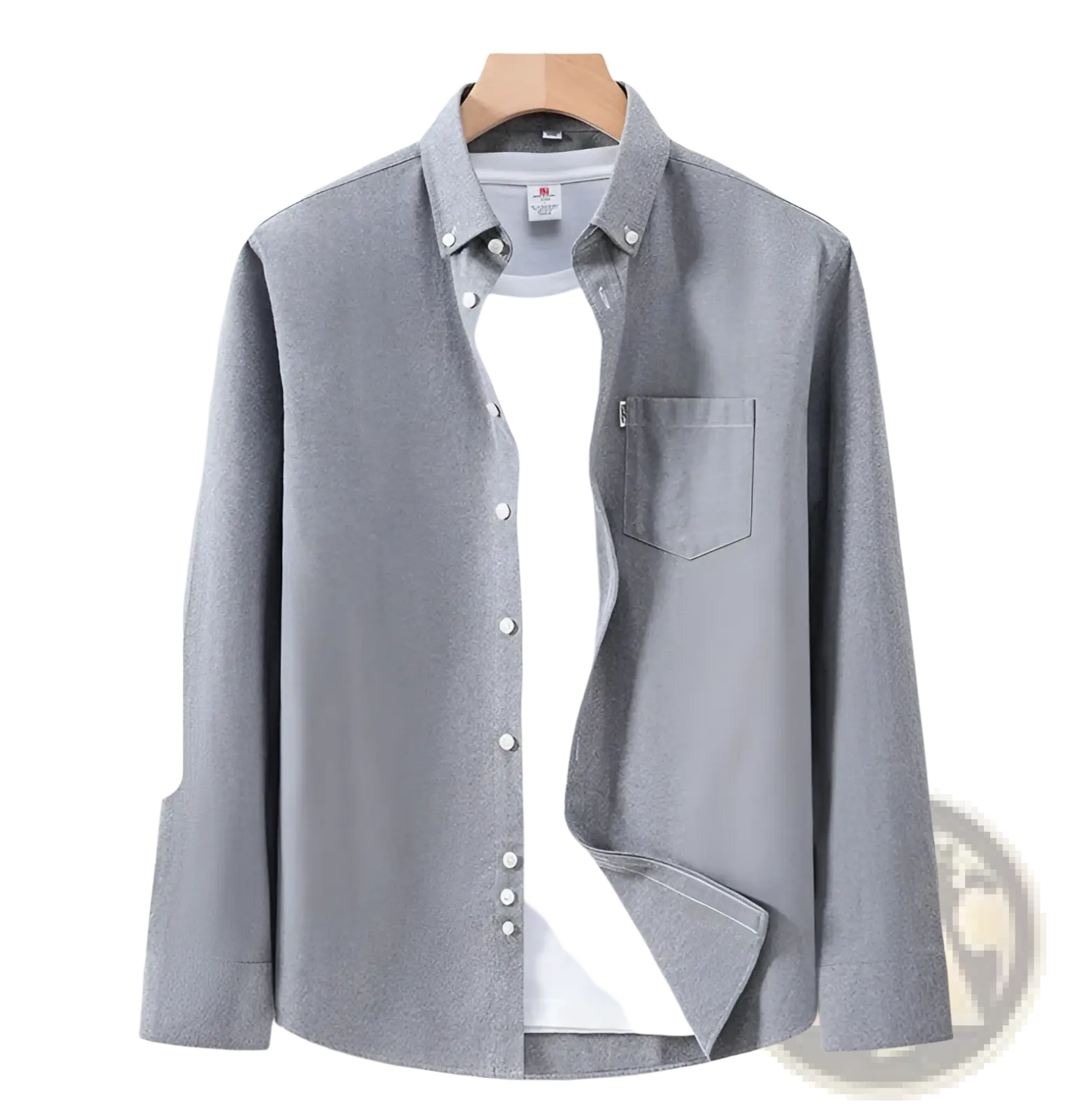 Men cotton oxford long sleeve casual shirt in gray made of 100 percent pure cotton with button down collar and chest pocket