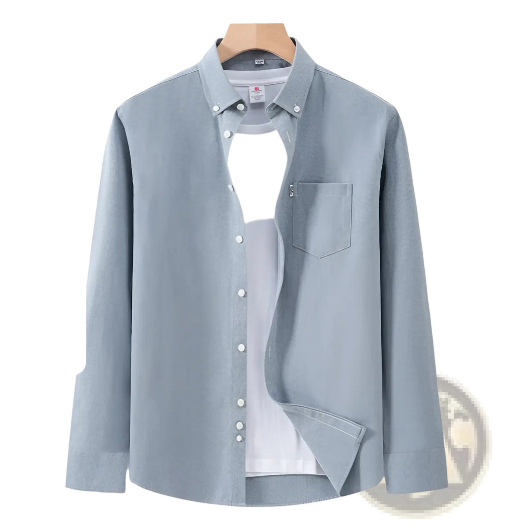 Light blue men cotton oxford long sleeve casual shirt made of 100 percent pure cotton with button-down collar