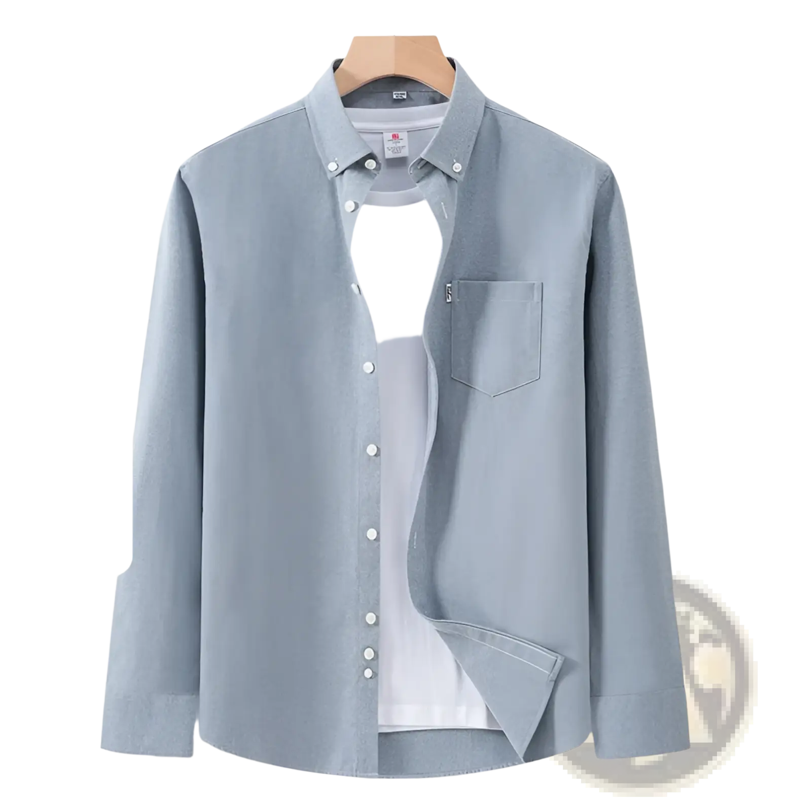Light blue men cotton oxford long sleeve casual shirt made of 100 percent pure cotton with button-down collar