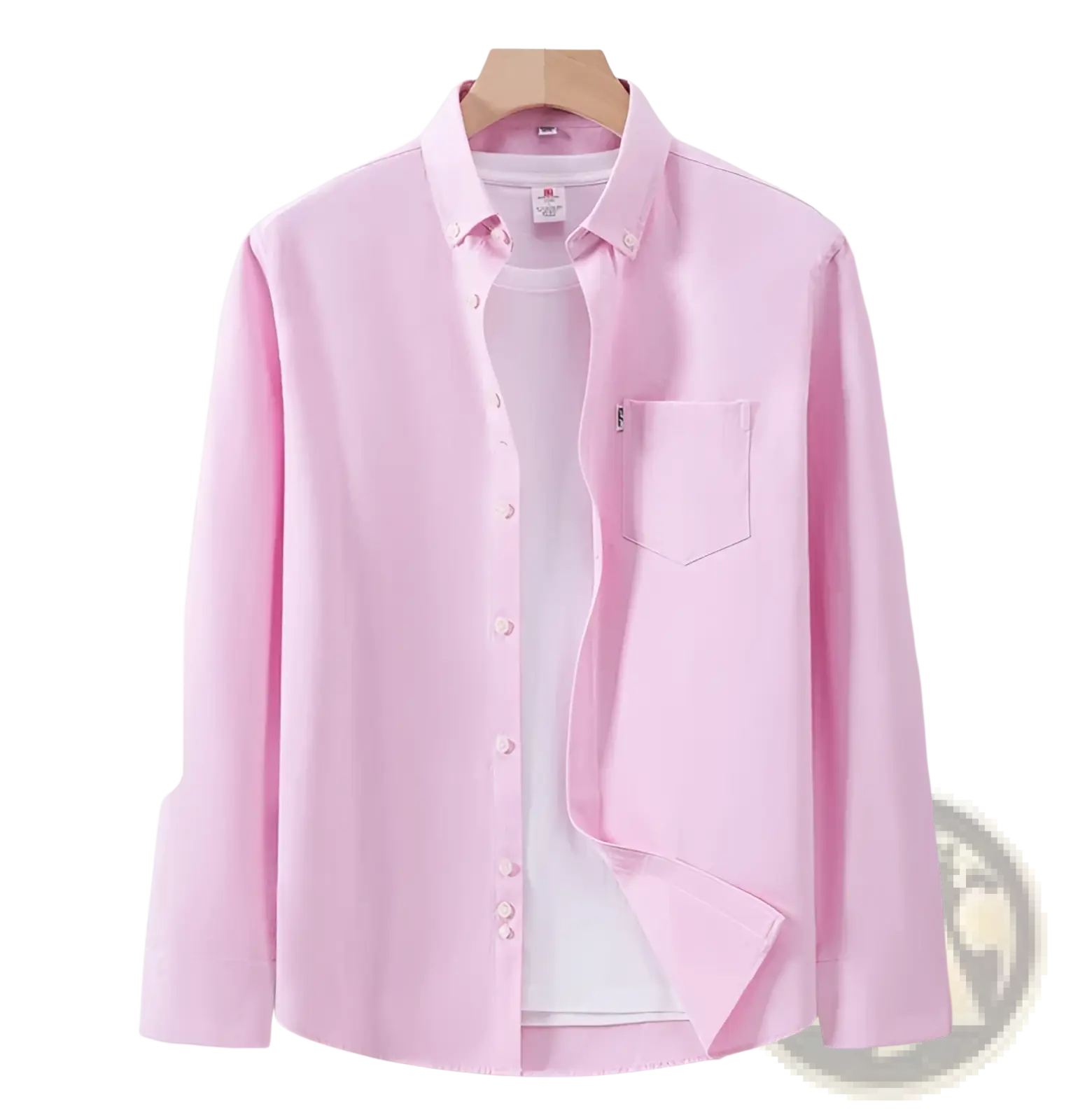 A soft pink men cotton oxford long sleeve casual shirt made of 100 percent pure cotton with button-down collar