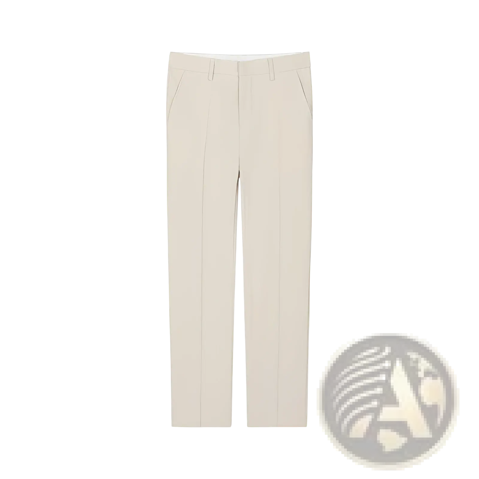 Cream-colored slim-fit men cropped straight trousers made of casual cotton with subtle front pleats and tailored design