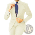 Men dark gray tailored suit tuxedo blazer jacket paired with navy blue tie featuring pink flamingo pattern