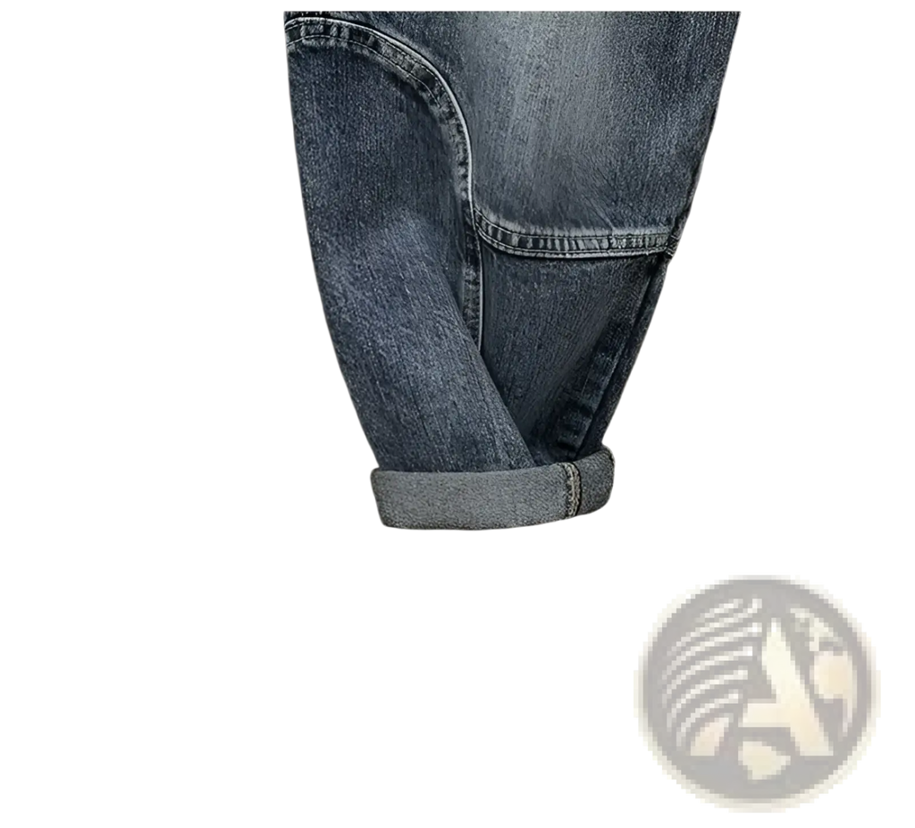 Men denim cargo jeans casual loose blue denim pants with rolled cuff made from durable cotton material