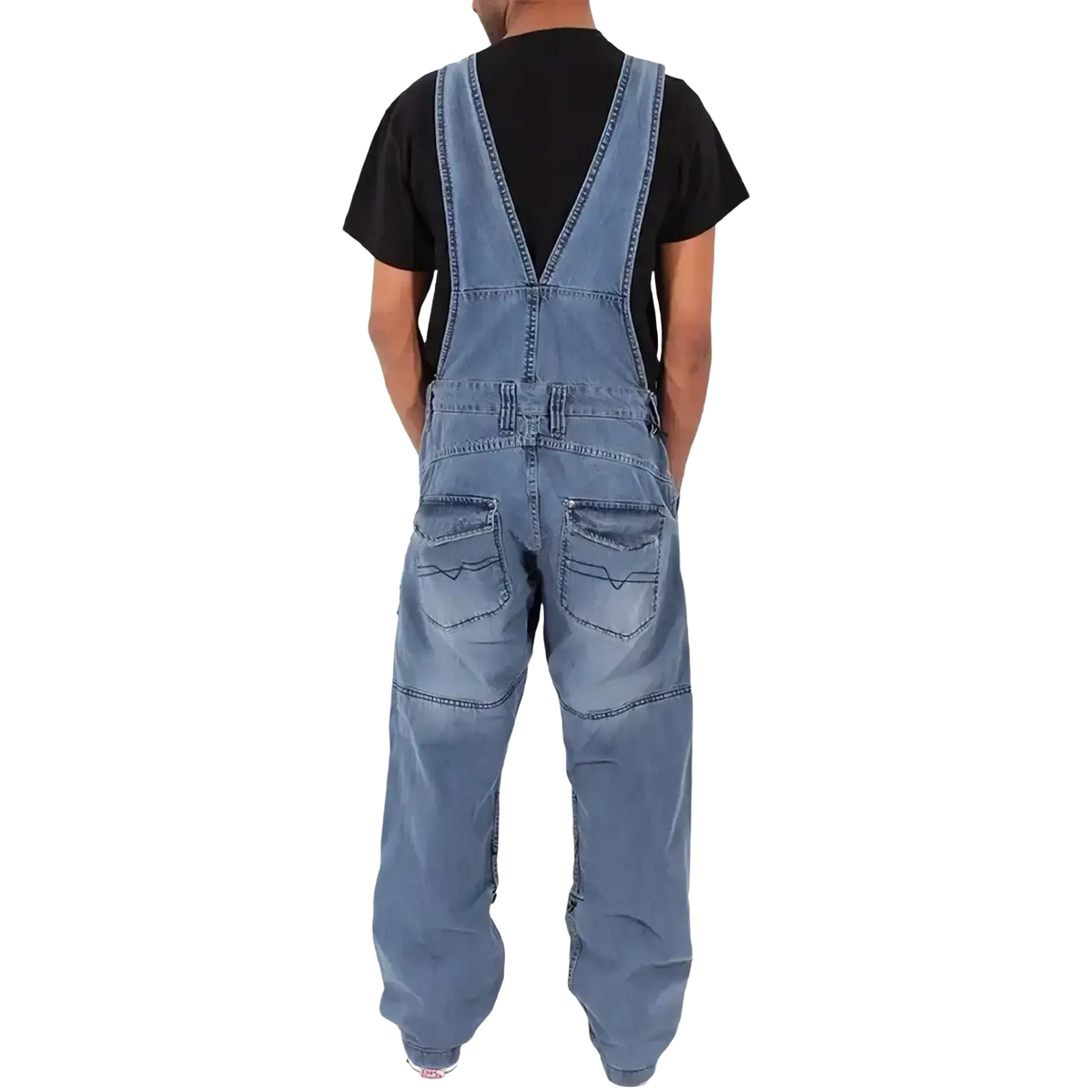 Blue denim overalls for men with classic design and two front pockets in men denim overalls baggy multi pocket jeans