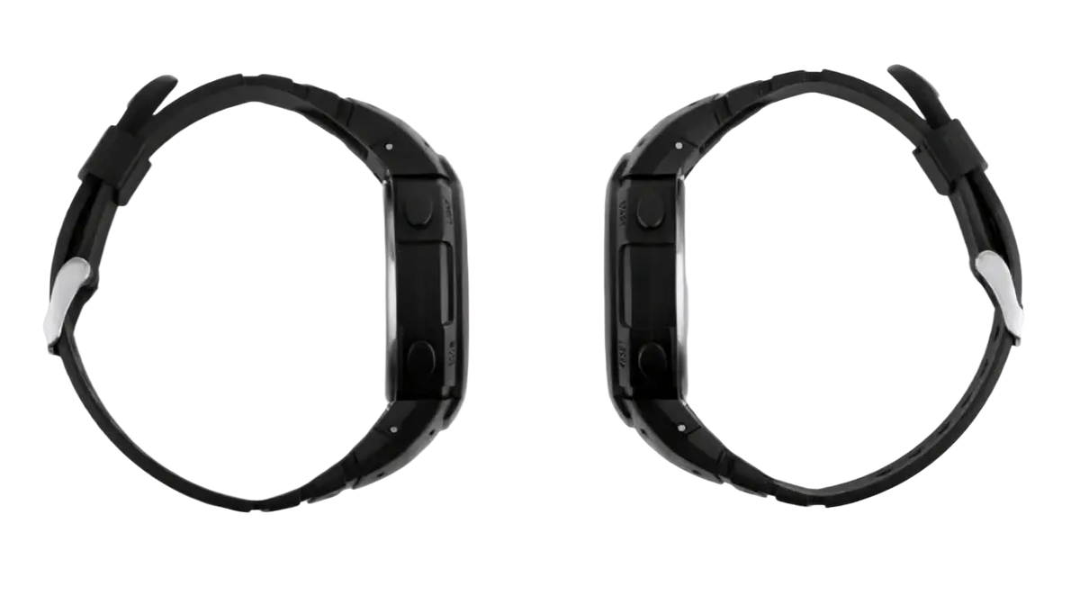 Black htmck digital sports watch with a sleek rectangular face and silicone strap for men’s sports use
