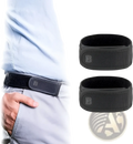 Men elastic no buckle belt with black elastic loops and subtle b logo for secure adjustable waist support
