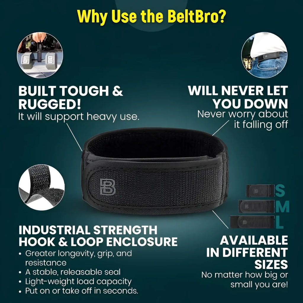 Black beltbro men elastic no buckle weightlifting belt with adjustable waist band and textured industrial hook loop closure
