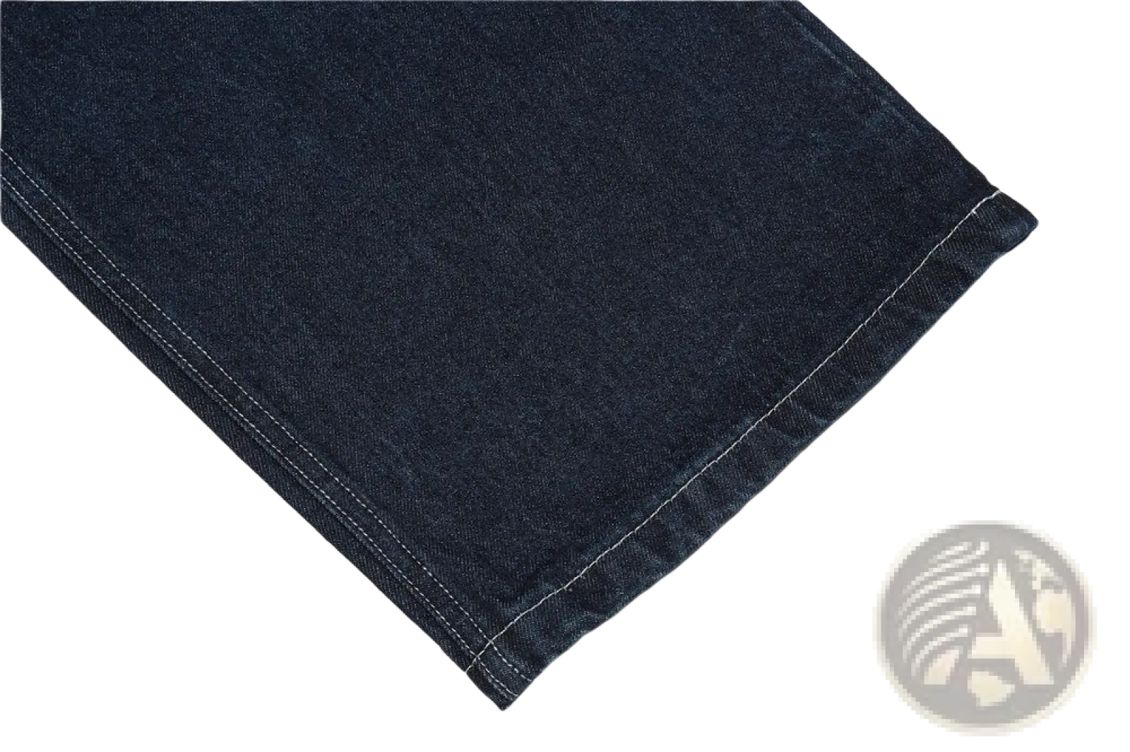 Men embroidered dark blue denim overalls featuring dark indigo fabric with contrasting white stitching along the hem