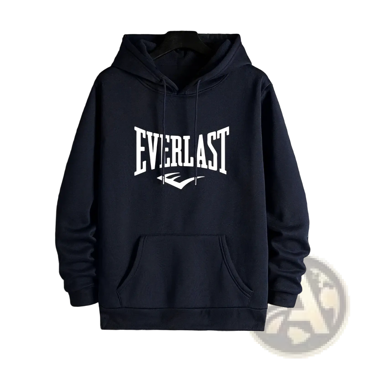 Men everlast hooded activewear sweatshirt in dark navy blue with white arched lettering and logo on the front