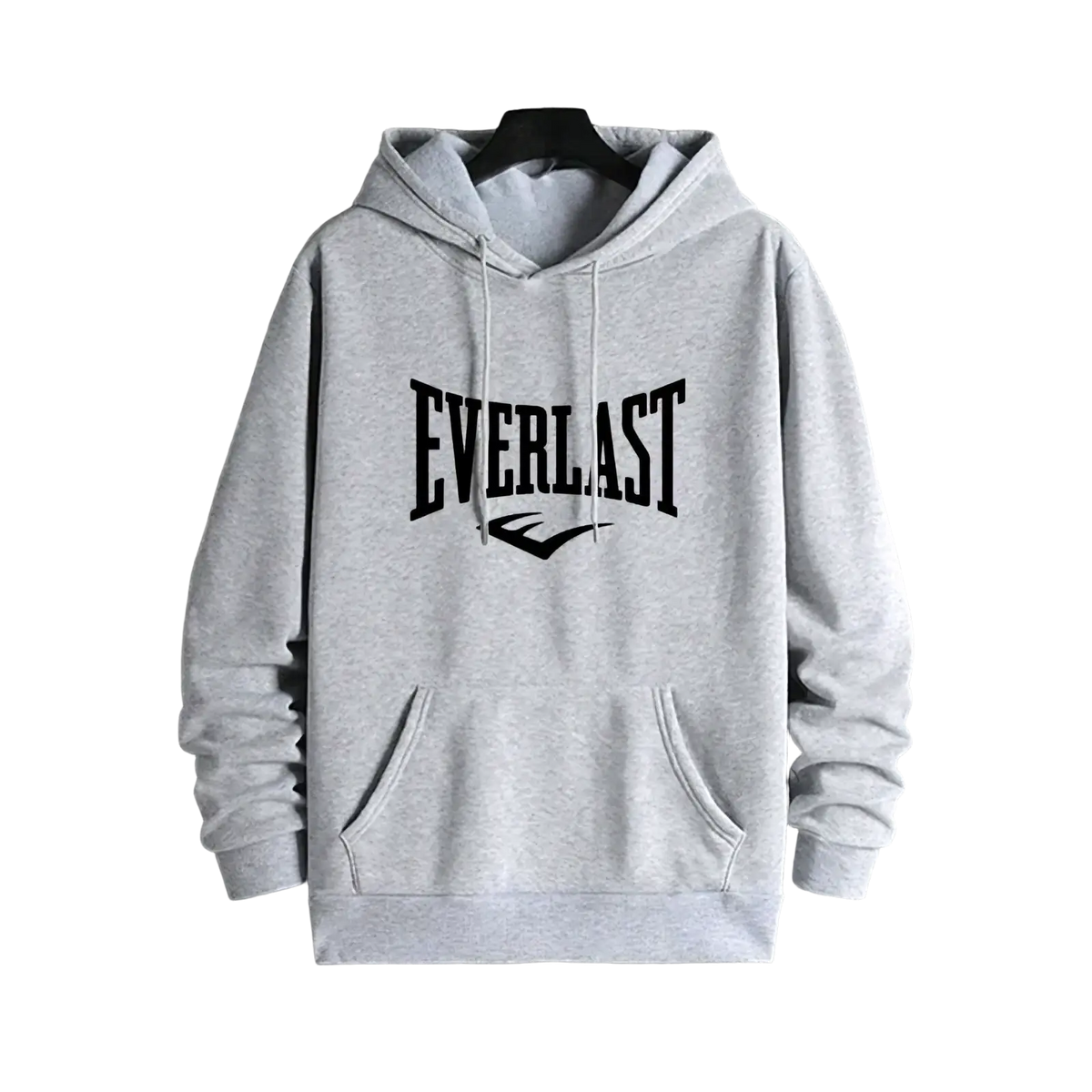 Men everlast hooded activewear sweatshirt in gray with black arched lettering and logo on the front