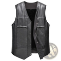 Men faux leather fleece lined winter vest black leather motorcycle vest with multiple pockets and button closures