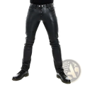 Men faux leather pants slim fit black with sleek design and silver-toned button closures for punk style trousers