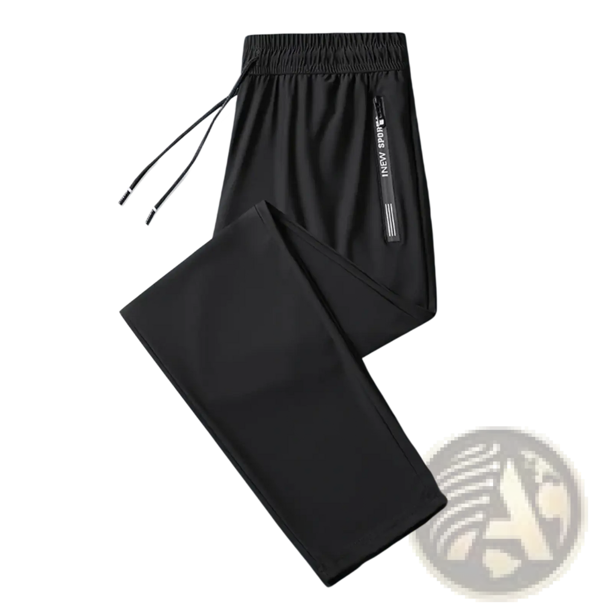 Black men fitness jogger sweatpants 5xl with elastic waistband drawstring and vertical zipper pocket featuring new sport branding