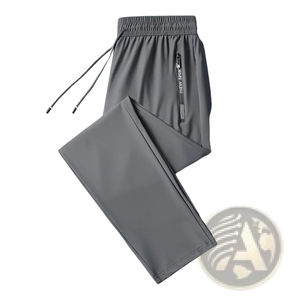 Men fitness jogger sweatpants 5xl in gray with a drawstring waistband and vertical zipper pocket featuring new sport branding