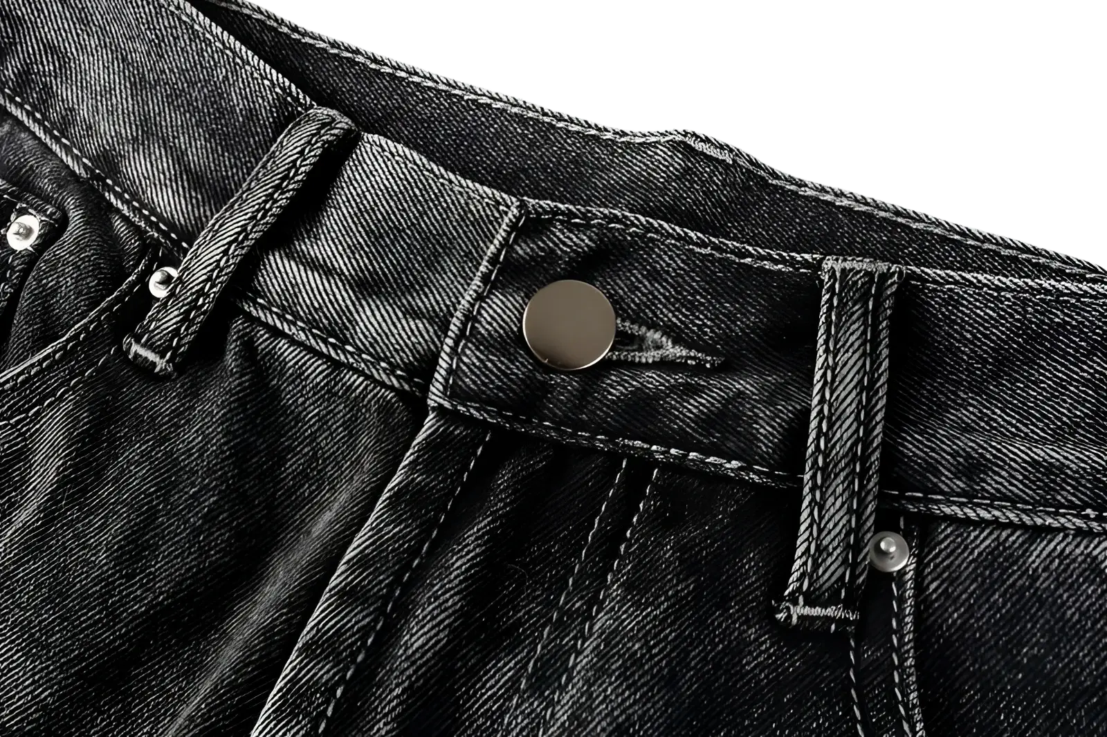 Men flare jeans distressed dark gray dark-wash denim trousers with classic button fly and silver-toned metal hardware