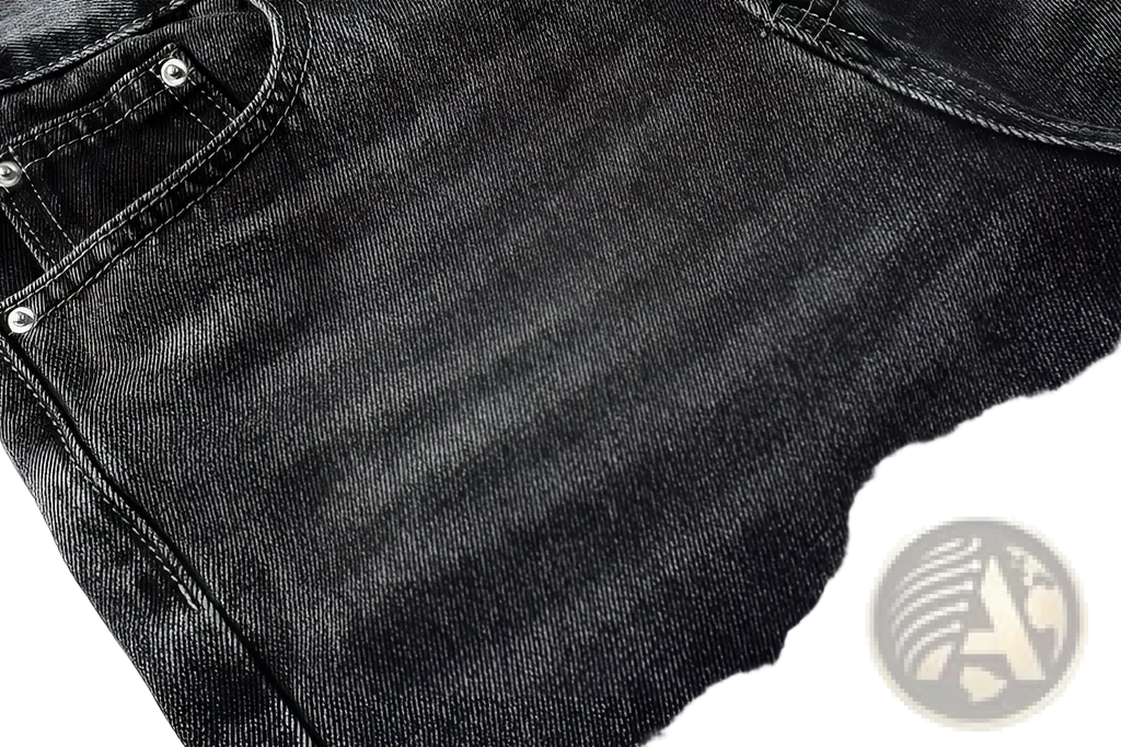 Men flare jeans in dark gray denim with a subtle faded texture and reinforced stitching for durability