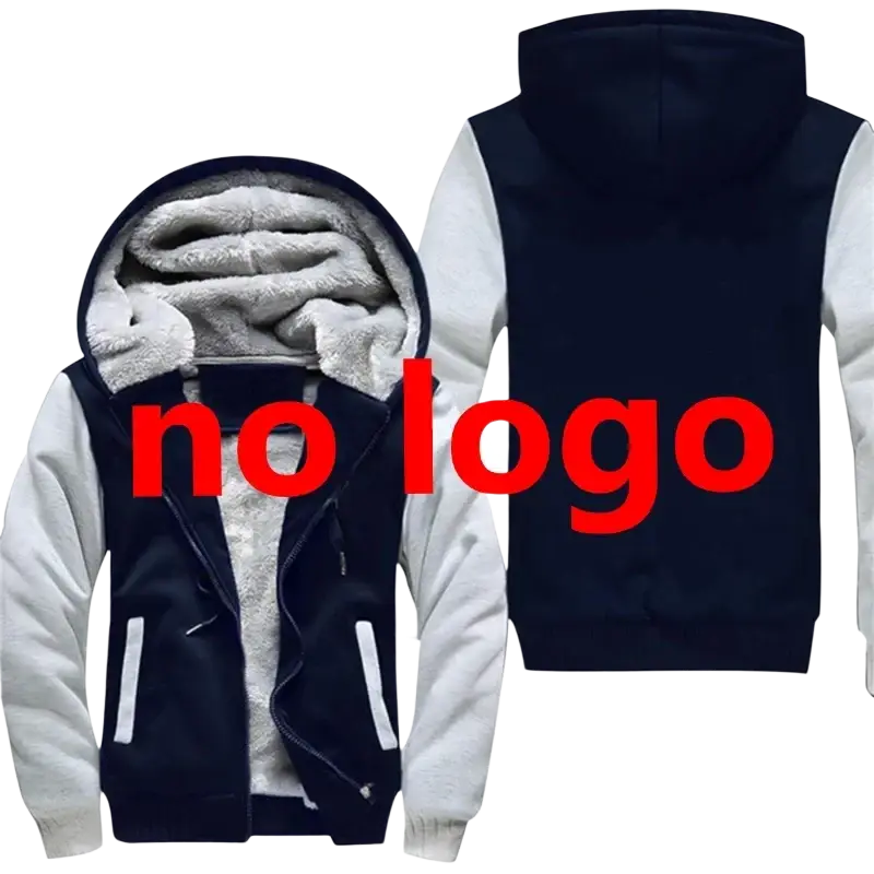 Men fleece attack on titan anime hoodie navy blue and white zip up with plush gray fleece lining interior
