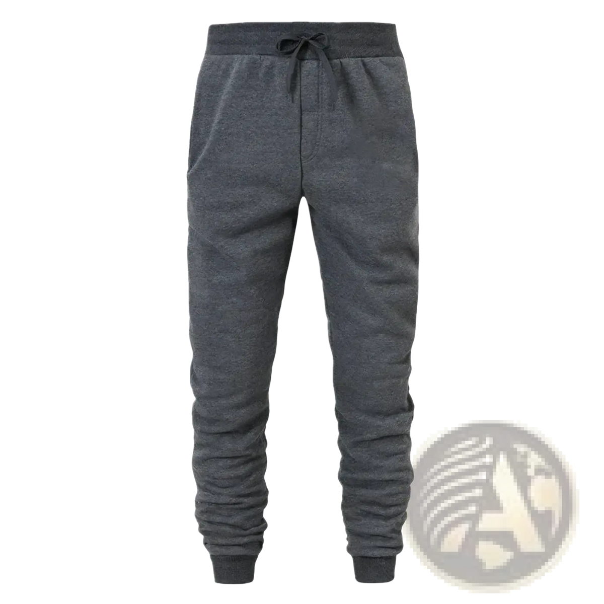 Men fleece jogger sweatpants in dark heather gray with drawstring waistband and ribbed cuffs for casual workouts
