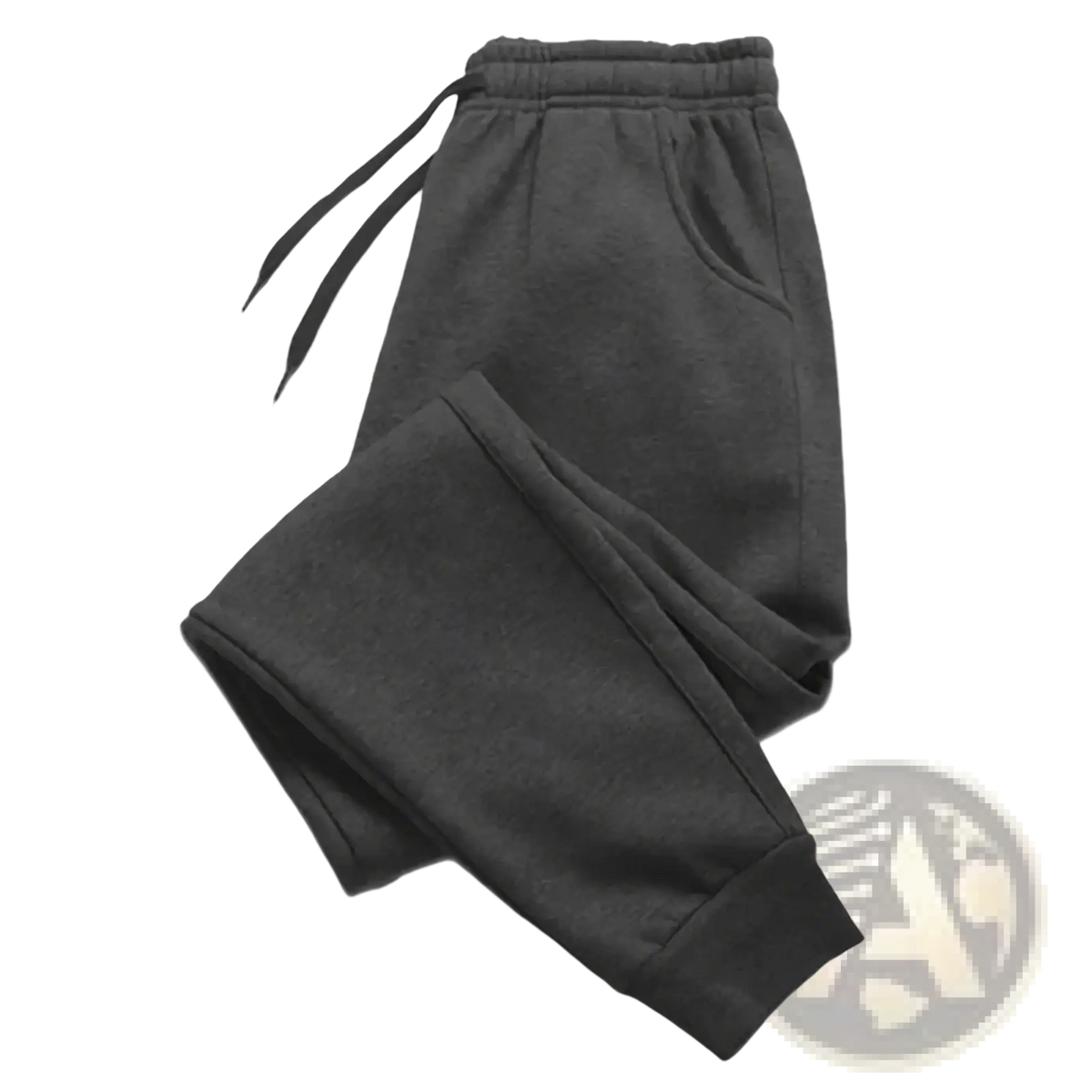 Men fleece jogger sweatpants in dark gray with drawstring waistband and ribbed cuffs for casual workout wear