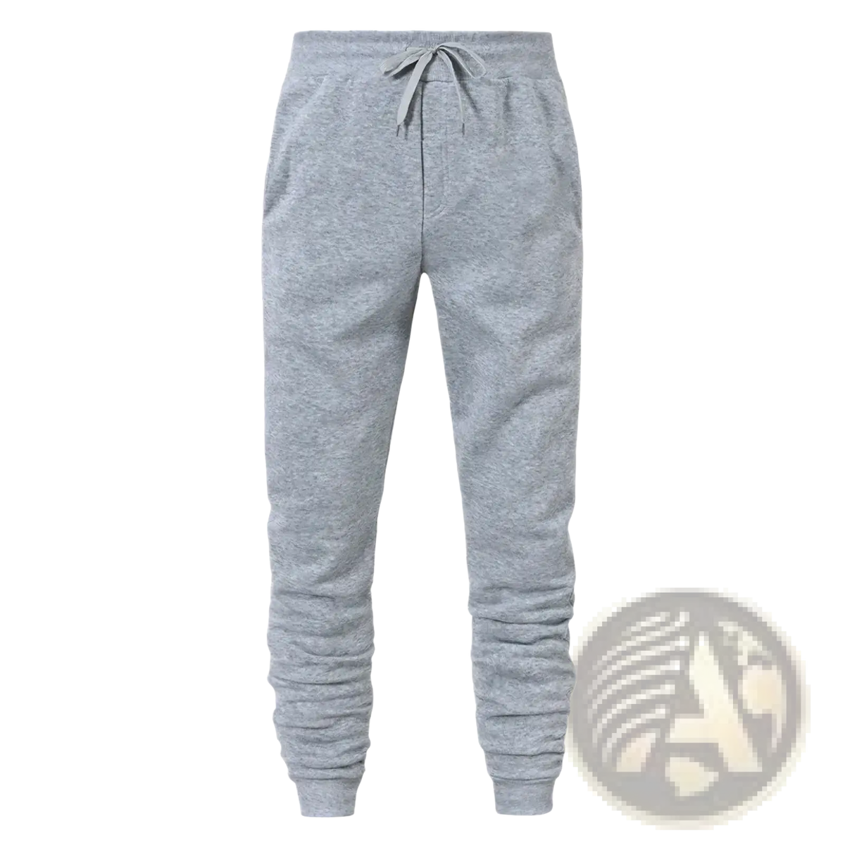 Men fleece jogger sweatpants in gray heather with drawstring waistband and ribbed cuffs for casual workout use
